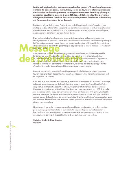 Fondation Ensemble Rapport d'activité 2021