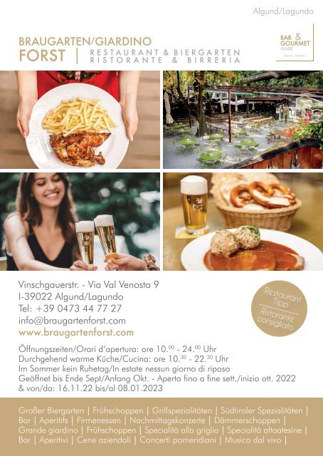 BAR & GOURMET GUIDE MERAN & Umgebung - MERANO & dintorni 