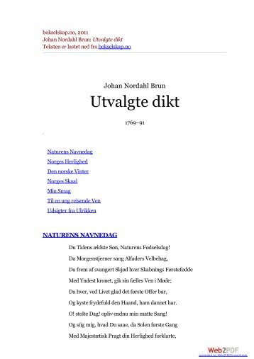 bokselskap.no, 2011 Johan Nordahl Brun: Utvalgte dikt