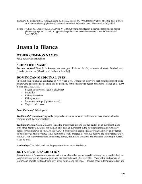 Dominican Medicinal Plants: A Guide for Health Care Providers