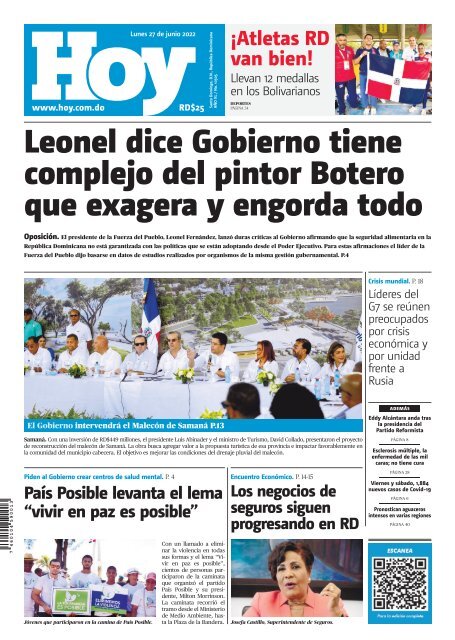 Edición impresa, lunes 27 de junio de 2022