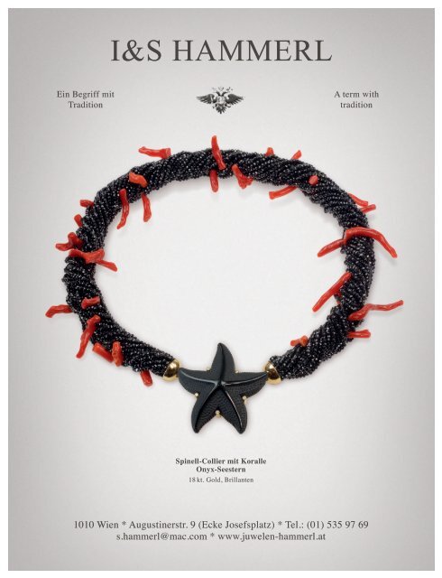 black spinell necklace, arranged with red coral sticks, carved Seastar in the middle, 18kt. gold