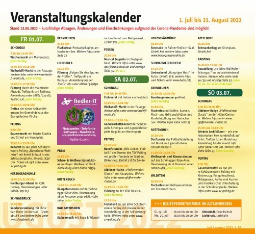 altlandkreis - Das Magazin für den westlichen Pfaffenwinkel - Ausgabe Juli/August 2022