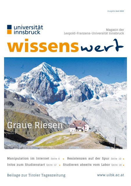 wissenswert Juni 2022 - Magazin der Leopold-Franzens-Universität Innsbruck