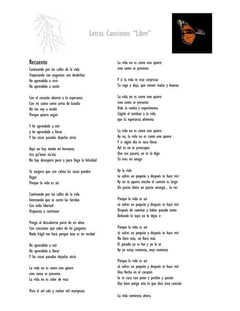 Letras Canciones Libre Maridalia Hernandez