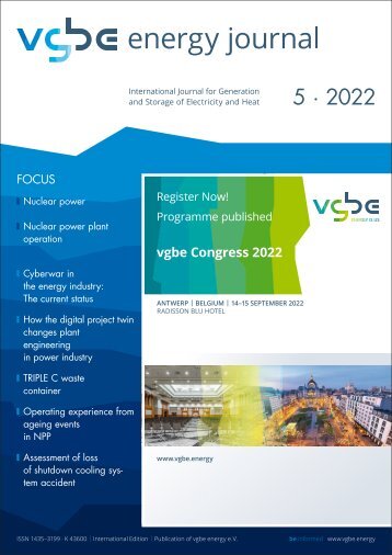 vgbe energy journal 5 (2022) - International Journal for Generation and Storage of Electricity and Heat