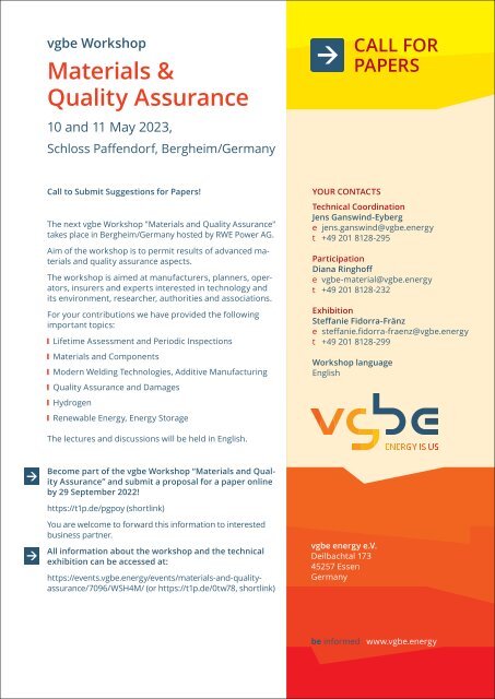 vgbe energy journal 5 (2022) - International Journal for Generation and Storage of Electricity and Heat