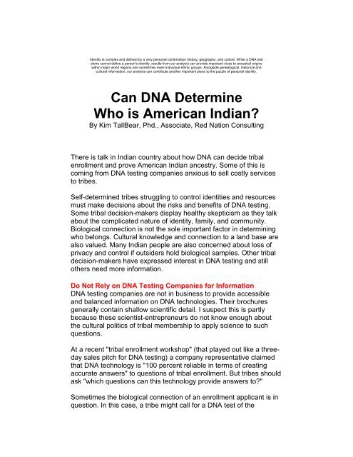 Can DNA Determine Who is American Indian