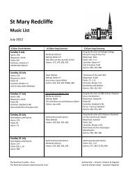 St Mary Redcliffe Church Music List July 2022