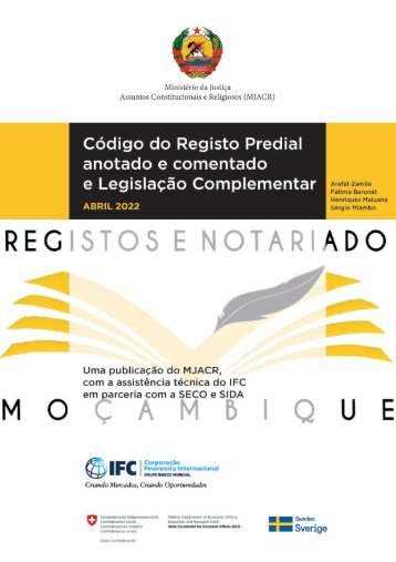 Moçambique - Código do Registo Predial anotado e comentado e Legislação Complementar