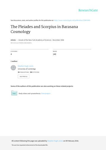 The Pleiades and Scorpius in Barasana Cosmology