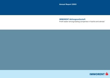 Annual Report 2003 IMMORENT Aktiengesellschaft