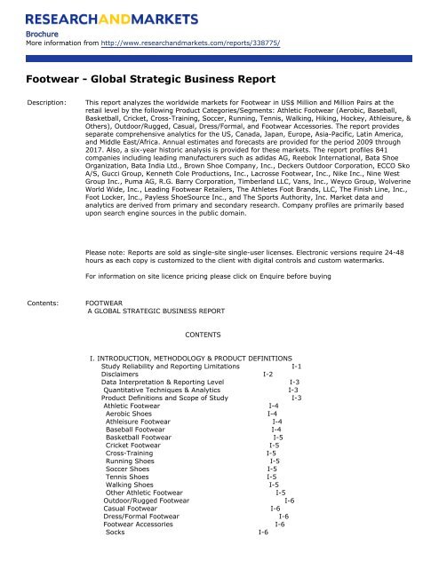 Footwear - Global Strategic Business Report - Research and Markets