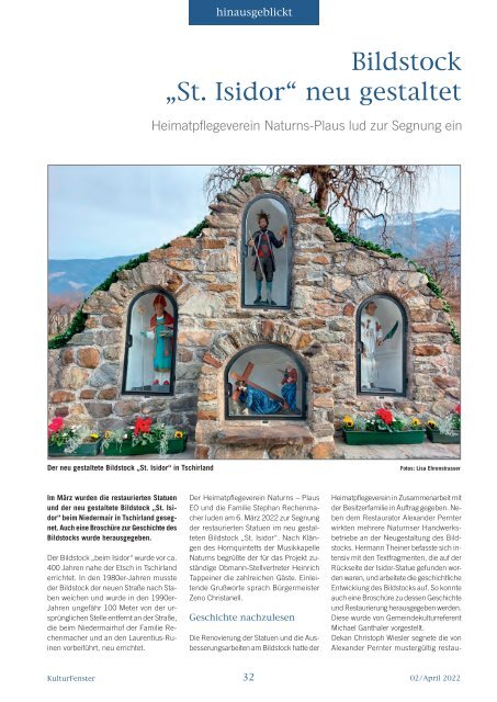 Kulturfenster Nr. 02|2022 - April 2022