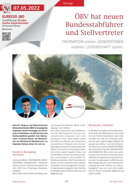 Kulturfenster Nr. 02|2022 - April 2022