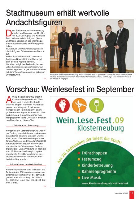 Amtsblatt Nr. 1/2009 - Stadtgemeinde Klosterneuburg