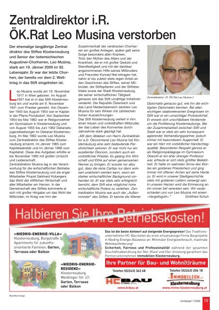 Amtsblatt Nr. 1/2009 - Stadtgemeinde Klosterneuburg