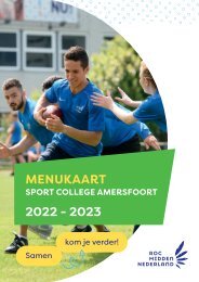 Menukaart Sport College Amersfoort voor VO-scholen 2022-2023