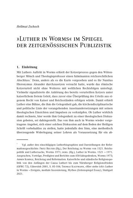 Markus Wriedt | Werner Zager (Hrsg.): Martin Luther auf dem Reichstag zu Worms (Leseprobe)