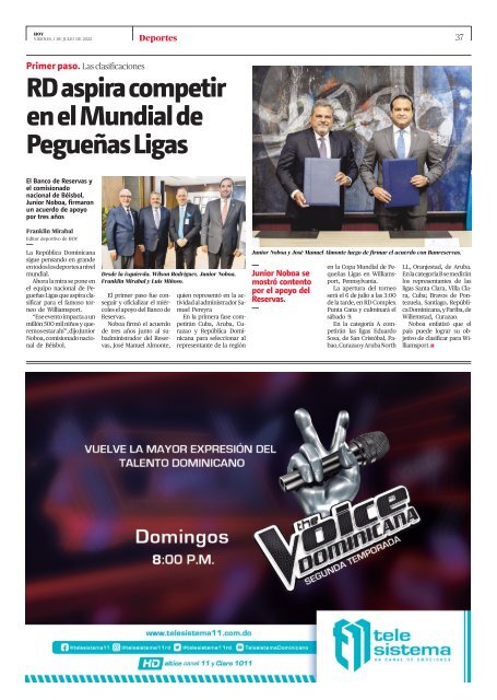 Edición impresa, viernes 01 de julio de 2022