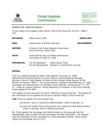 2004-FA-004(a) - Forest Appeals Commission - Government of ...