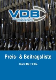 VDB-Preisliste (Stand Januar 2023)