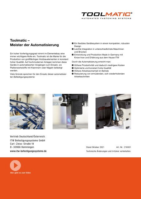 Broschüre Toolmatic 2021