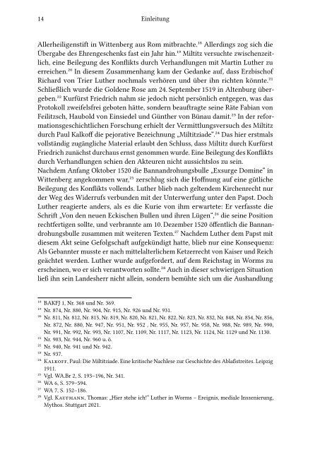 Armin Kohnle | Manfred Rudersdorf: Briefe und Akten zur Kirchenpolitik Friedrichs des Weisen und Johanns des Beständigen 1513 bis 1532. Reformation im Kontext frühneuzeitlicher Staatswerdung (Leseprobe)