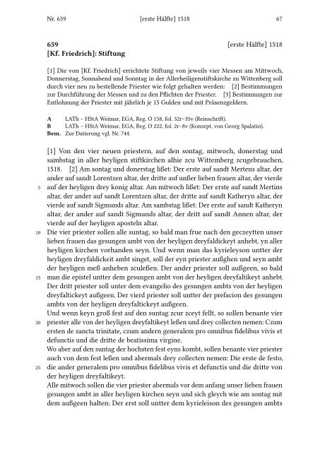 Armin Kohnle | Manfred Rudersdorf: Briefe und Akten zur Kirchenpolitik Friedrichs des Weisen und Johanns des Beständigen 1513 bis 1532. Reformation im Kontext frühneuzeitlicher Staatswerdung (Leseprobe)