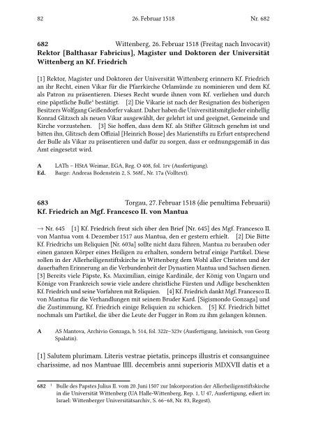 Armin Kohnle | Manfred Rudersdorf: Briefe und Akten zur Kirchenpolitik Friedrichs des Weisen und Johanns des Beständigen 1513 bis 1532. Reformation im Kontext frühneuzeitlicher Staatswerdung (Leseprobe)