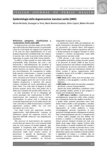 Epidemiologia della degenerazione maculare senile (AMD) ITALIAN ...