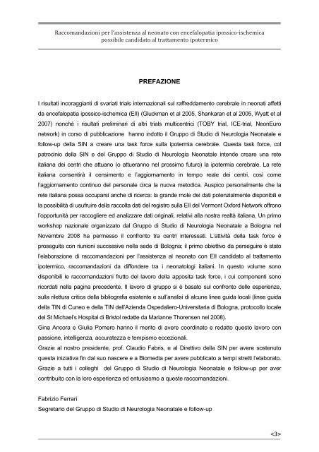 Raccomandazioni per l'assistenza al neonato con encefalopatia