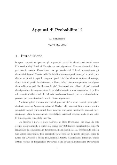 Appunti di Probabilita' 2 - Matematica e informatica