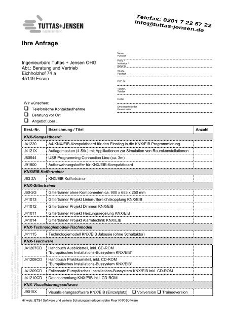 KNX-Trainersysteme - Tuttas Jensen