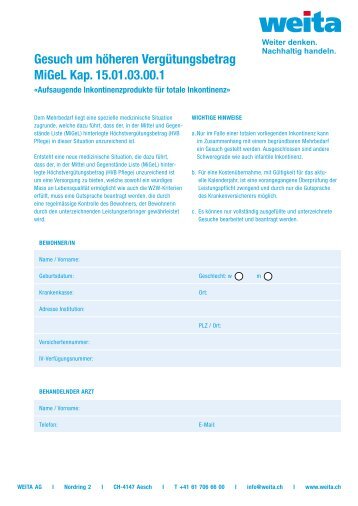 Gesuch um höheren Vergütungsbetrag MiGel 