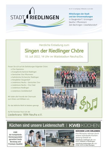 Amtliches Mitteilungsblatt Riedlingen 06.07.2022