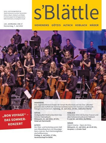 s'Blättle Nr. 27 - Do, 7. Juli 2022