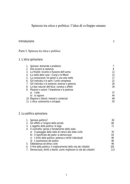 Spinoza tra etica e politica: l'idea di sviluppo umano - Filosofia