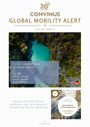 CONVINUS Global Mobility Alert Week 27.2022