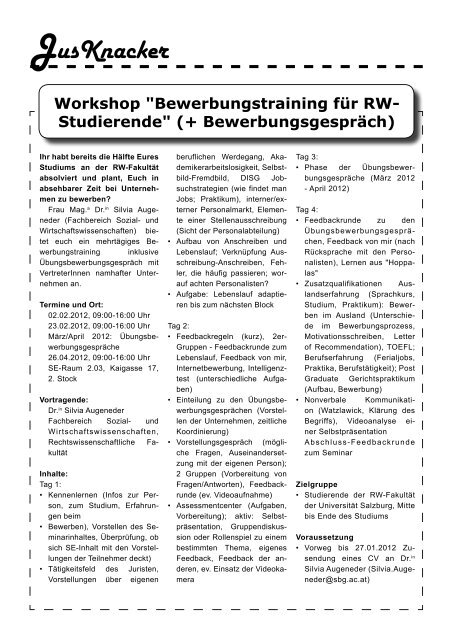 JusKnacker - Januar'12 - StV Juridicum Salzburg