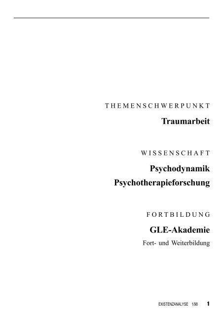 Traumarbeit Psychodynamik Psychotherapieforschung GLE-Akademie