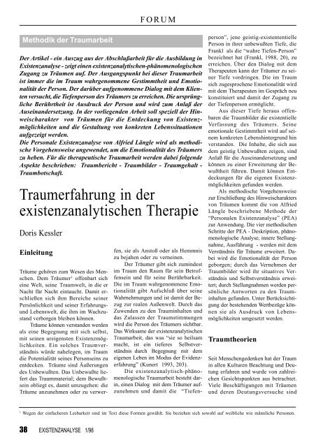 Traumarbeit Psychodynamik Psychotherapieforschung GLE-Akademie