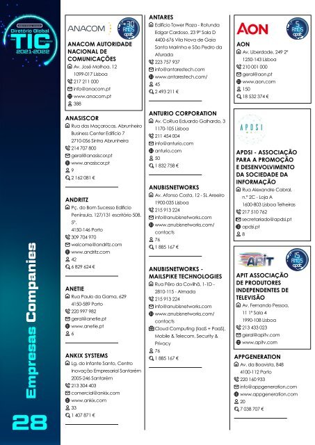 Diretório Global das TIC | Global ICT Directory | 2021/2022