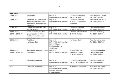 Veranstaltungskalender 2011 - HPH-Netz Niederrhein