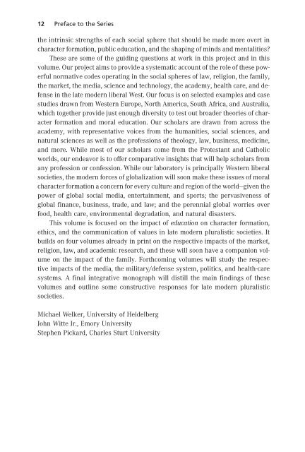 Stephen Pickard | Michael Welker | John Witte (Eds.): The Impact of Education (Leseprobe)