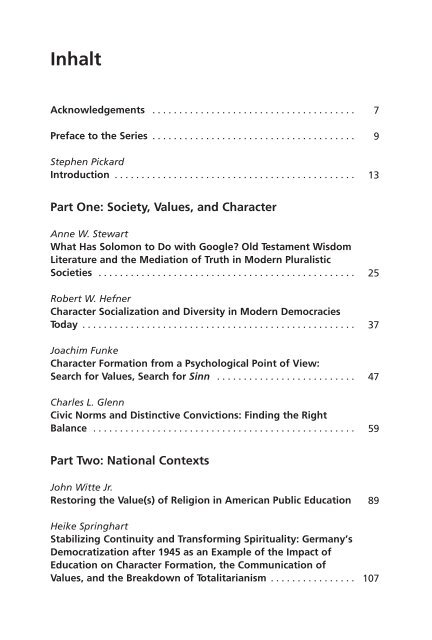 Stephen Pickard | Michael Welker | John Witte (Eds.): The Impact of Education (Leseprobe)