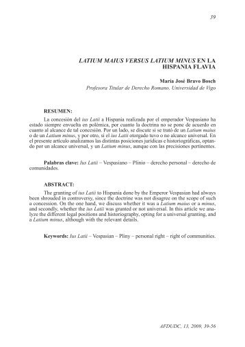 Latium Maius versus Latiun Minus en la Hispania Flavia - RUC