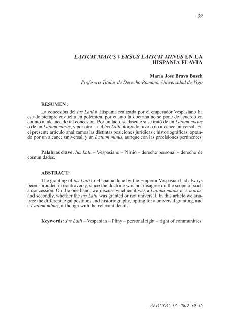 Latium Maius versus Latiun Minus en la Hispania Flavia - RUC