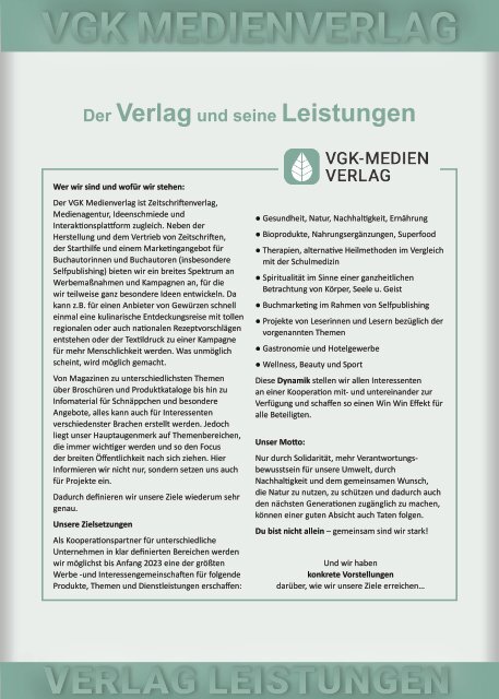 Verlagspräsentation - Leistungen 