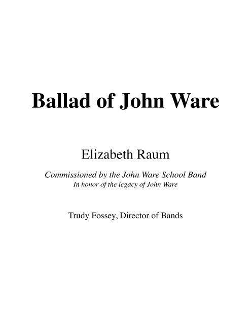Ballad of John Ware score